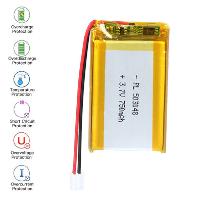 [PH2.0-JST Connector][503048] Universal 750mAh 3.7V Rechargeable Li-Ion Lithium Polymer Battery - Polar Tech Australia