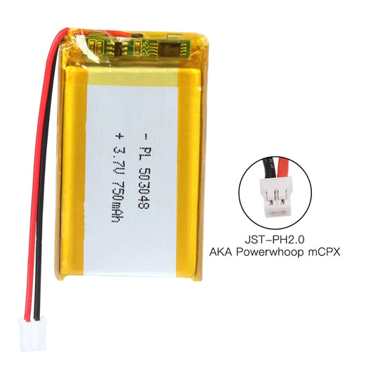 [PH2.0-JST Connector][503048] Universal 750mAh 3.7V Rechargeable Li-Ion Lithium Polymer Battery - Polar Tech Australia