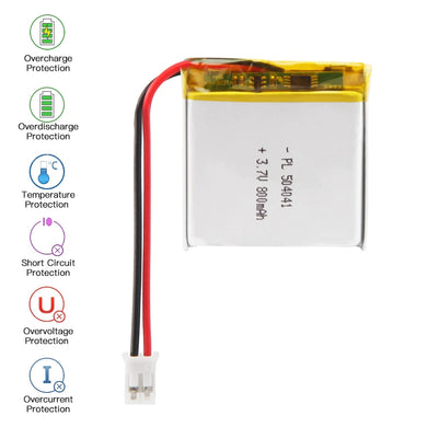 [PH2.0-JST Connector][504041] Universal 800mAh 3.7V Rechargeable Li-Ion Lithium Polymer Battery - Polar Tech Australia