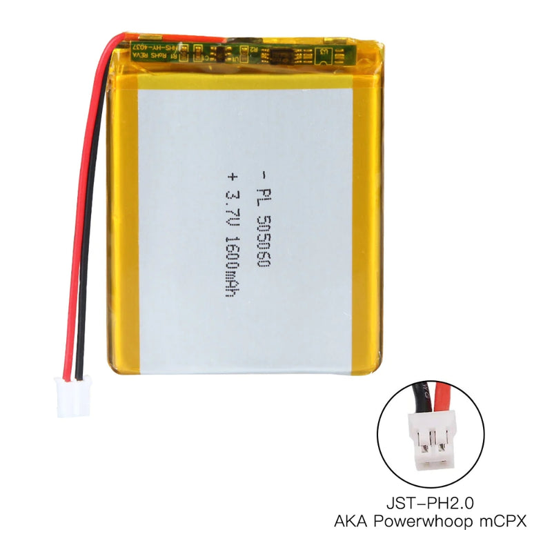 Cargue la imagen en el visor de la galería, [PH2.0-JST Connector][505060] Universal 1600mAh 3.7V Rechargeable Li-Ion Lithium Polymer Battery - Polar Tech Australia
