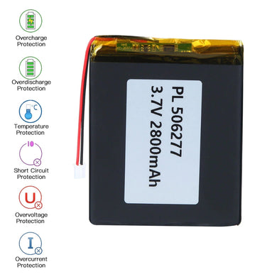 [PH2.0-JST Connector][506277] Universal 2800mAh 3.7V Rechargeable Li-Ion Lithium Polymer Battery - Polar Tech Australia