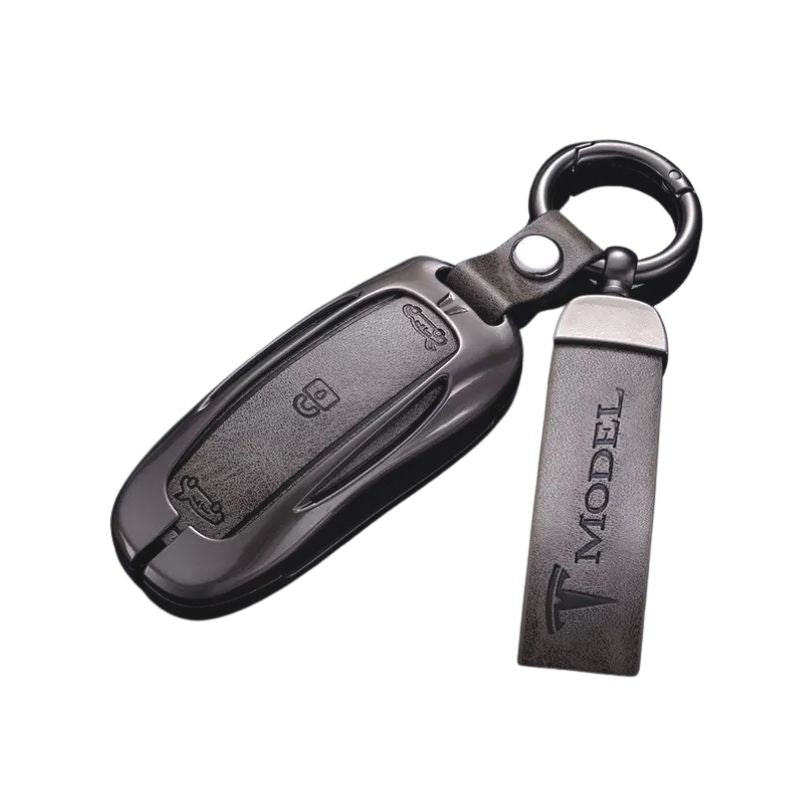 Cargue la imagen en el visor de la galería, Tesla Metal + PU Leather Smart Car Key Fob Case for Model 3, S, Y, X
