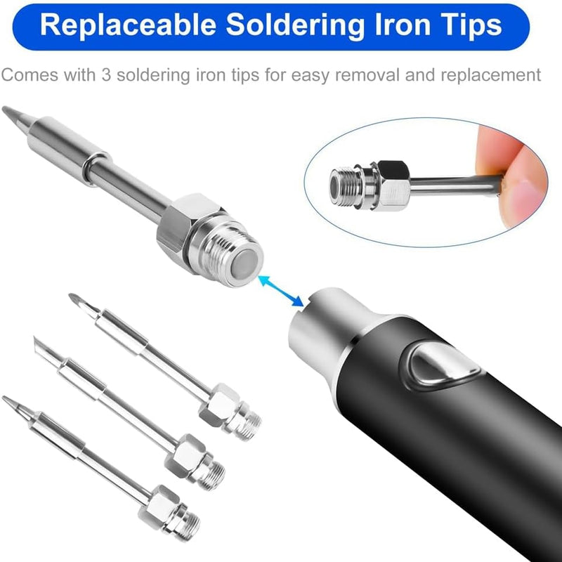 Cargue la imagen en el visor de la galería, [Battery Power][Max 450℃] Komax 3 Level Adjustable Temperature Portable Type-C Chargeable Built-in Battery Soldering Iron Station - Polar Tech Australia
