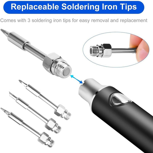 [Battery Power][Max 450℃] Komax 3 Level Adjustable Temperature Portable Type-C Chargeable Built-in Battery Soldering Iron Station - Polar Tech Australia