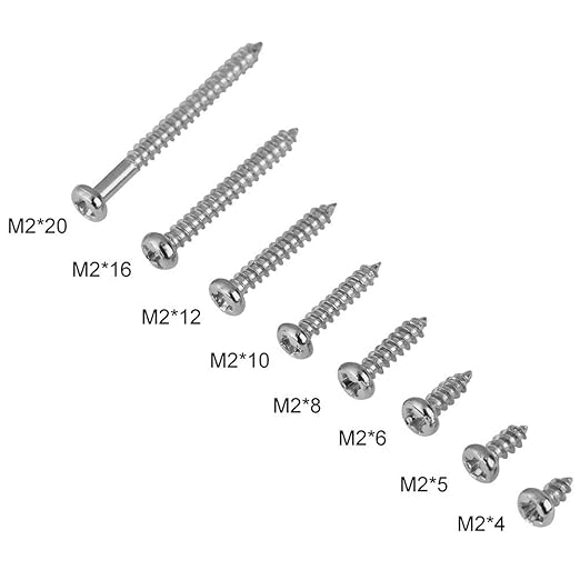 Load image into Gallery viewer, [800 Pieces] Stainless Steel M2 Cross Shaped Screws with Cylindrical Head in Various Lengths of Carbon Steel Woodworking DIY Box Screw Fasteners
