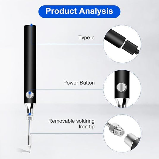 [USB Powered][Max 450℃] Komax 3 Level Adjustable Temperature Portable Type-C Powered Soldering Iron Station