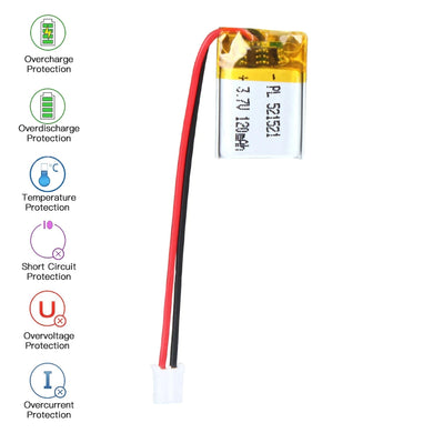 [PH2.0-JST Connector][521521] Universal 120mAh 3.7V Rechargeable Li-Ion Lithium Polymer Battery - Polar Tech Australia