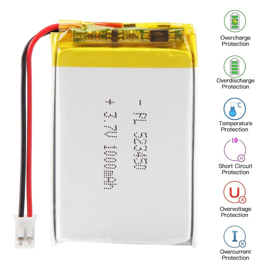 [PH2.0-JST Connector][523450] Universal 1000mAh 3.7V Rechargeable Li-Ion Lithium Polymer Battery - Polar Tech Australia