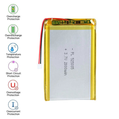 [PH2.0-JST Connector][525085] Universal 2000mAh 3.7V Rechargeable Li-Ion Lithium Polymer Battery - Polar Tech Australia