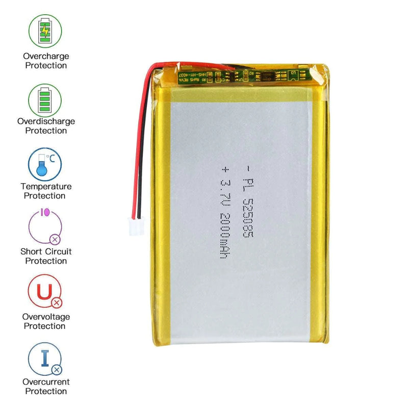 Cargue la imagen en el visor de la galería, [PH2.0-JST Connector][525085] Universal 2000mAh 3.7V Rechargeable Li-Ion Lithium Polymer Battery - Polar Tech Australia
