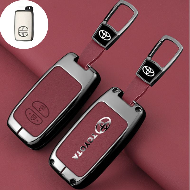 Cargue la imagen en el visor de la galería, Toyota Full Metal  Coverage + PU Leather Car Key Fob Case Cover For Corolla, Camry, Prado, Avalon - i-Station Mobile Phone &amp; Electronic Device Repair and Accessories
