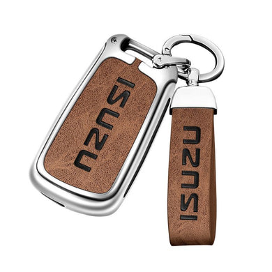 Isuzu Alloy + PU Leather Protection Car Key Fob Case Cover For D-MAX, MU-X, MUX