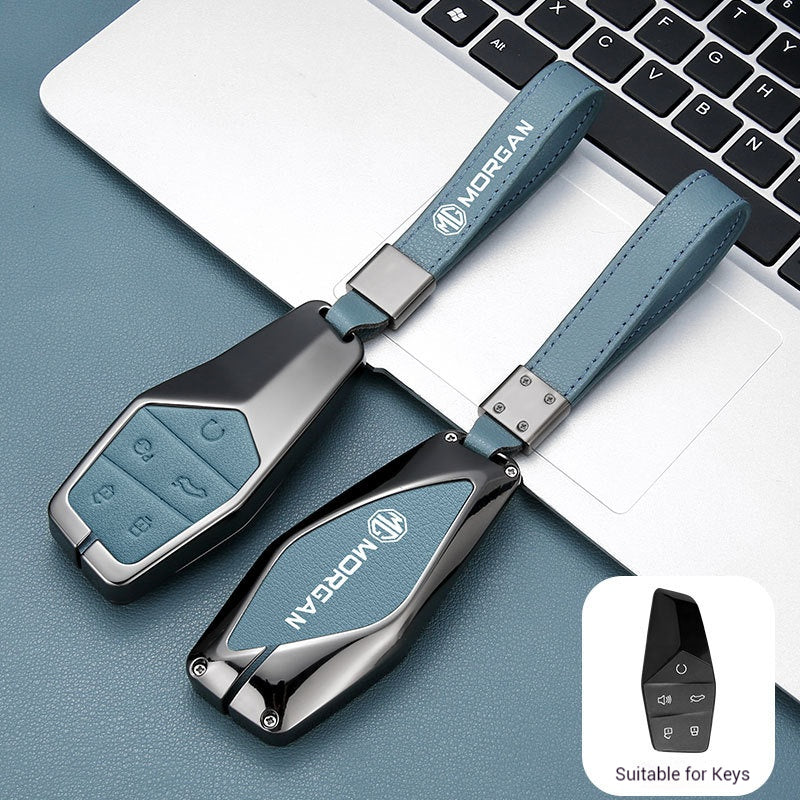Cargue la imagen en el visor de la galería, MG 360° Full Metal Protection + PU Leather Car Key Fob Case Cover For MG5, MG6, MG7, ZS, HS, ONE
