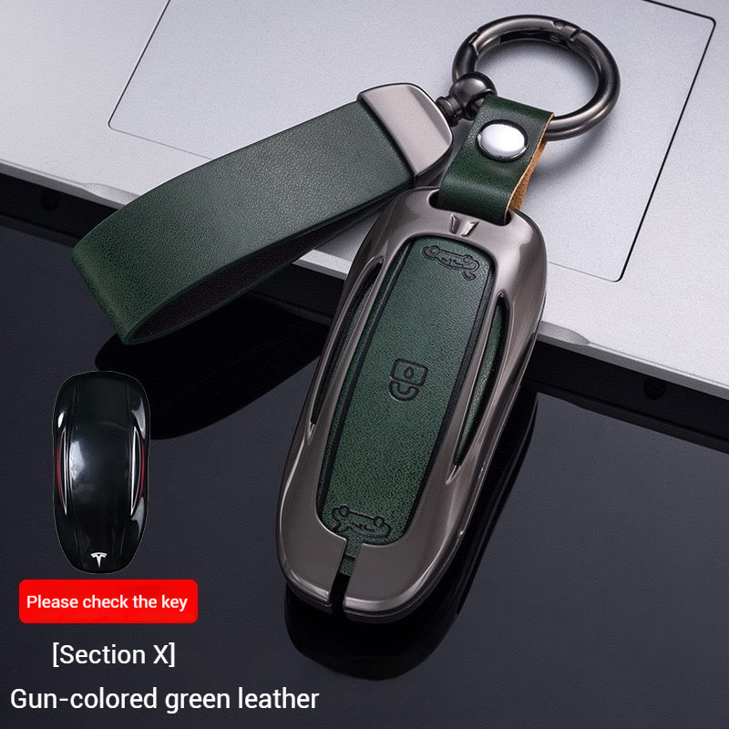 Cargue la imagen en el visor de la galería, Tesla Metal + PU Leather Smart Car Key Fob Case for Model 3, S, Y, X
