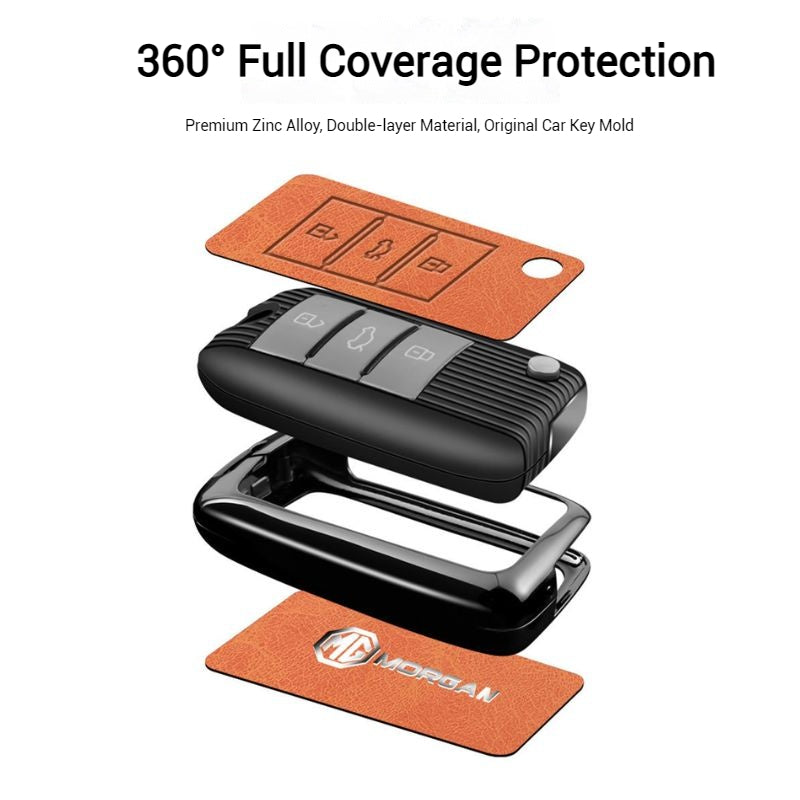Cargue la imagen en el visor de la galería, MG Zinc Alloy + PU Leather Smart Remote Control Car Key Fob Case Cover For MG ONE
