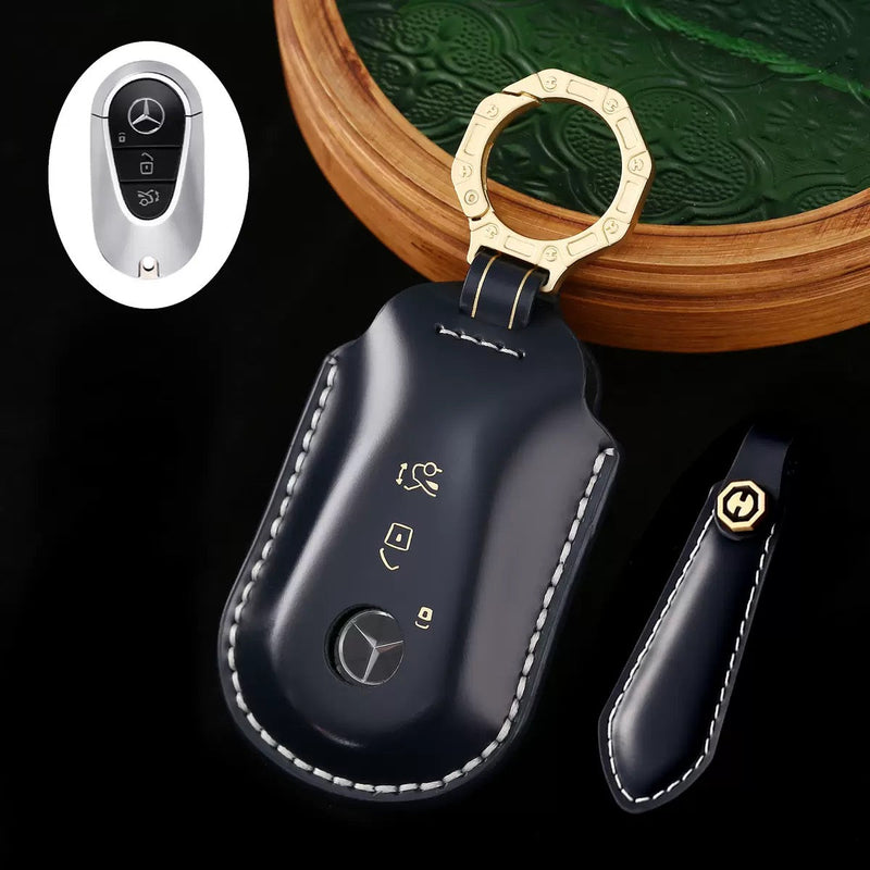 Load image into Gallery viewer, Mercedes Benz Genuine Leather Protection Car Key Fob Case Cover For Benz A, C, E, S-Class, GLC, GLE, GLS, GLS, EQC, EQS - Polar Tech Australia
