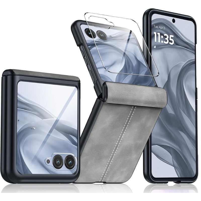 Load image into Gallery viewer, Motorola Moto Razr 50 Ultra/Razr Plus 2024 - Hinge Protection &amp; Thin PU Leather Matte PC Shockproof Case - Polar Tech Australia
