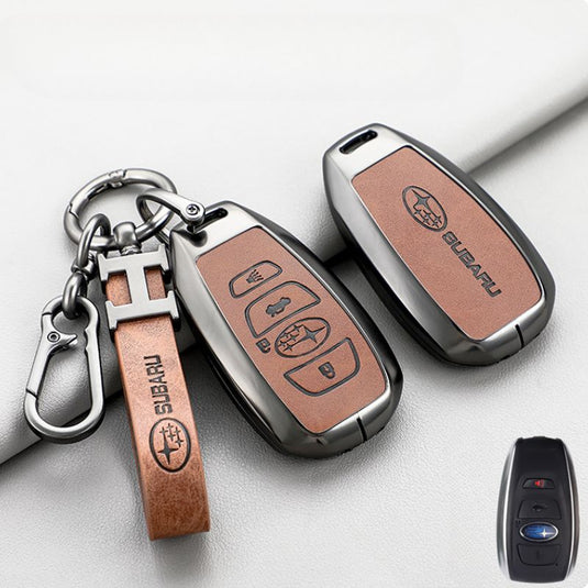 Subaru Zinc Alloy + PU Leather Car Key Fob Protective Cover Case For Outback, Forester, Impreza, WRX, XV, Crosstrek, Legacy - Polar Tech Australia