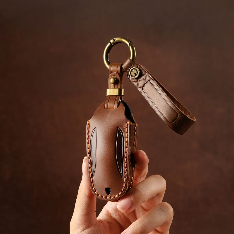 Cargue la imagen en el visor de la galería, Tesla Handcrafted Genuine Leather Car Key Fob Protective Cover Case For Model 3, Y, S, X
