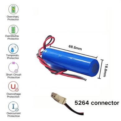 [5264 2 Pin Connector][18650] Universal 2600mAh 3.7V Rechargeable Li-Ion Lithium Polymer Battery - Polar Tech Australia