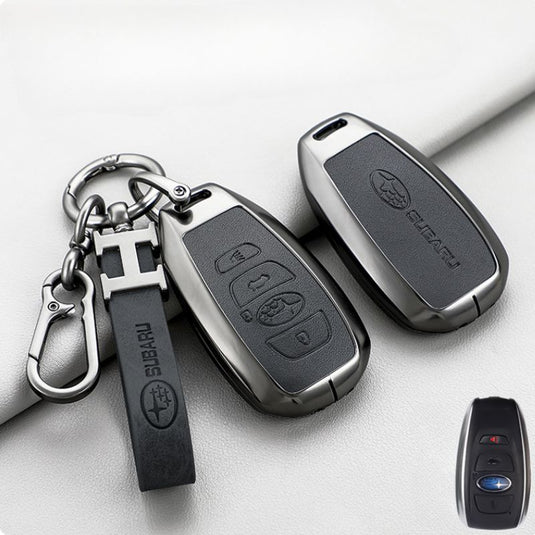 Subaru Zinc Alloy + PU Leather Car Key Fob Protective Cover Case For Outback, Forester, Impreza, WRX, XV, Crosstrek, Legacy - Polar Tech Australia