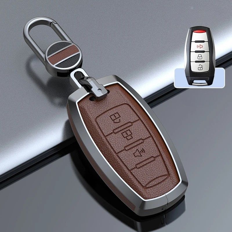 Cargue la imagen en el visor de la galería, Great Wall Zinc Alloy Leather Car Key Fob Case Cover For GWM Cannon (Pao) Passenger, Commercial
