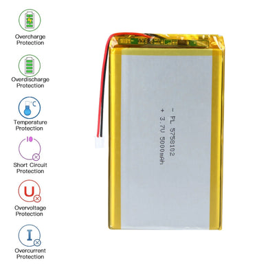 [PH2.0-JST Connector][5758102] Universal 5000mAh 3.7V Rechargeable Li-Ion Lithium Polymer Battery - Polar Tech Australia