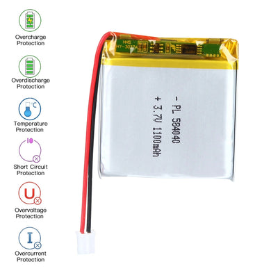 [PH2.0-JST Connector][584040] Universal 1100mAh 3.7V Rechargeable Li-Ion Lithium Polymer Battery - Polar Tech Australia