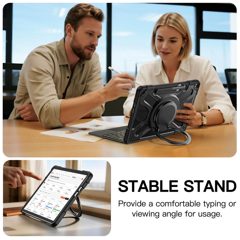 Chargez l&#39;image dans la visionneuse de la galerie, Microsoft Surface Pro 12 (2025) - 360 Degree Rotate Shockproof Heavy Duty Tough Stand Case Cover With Pen Holder
