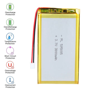 [PH2.0-JST Connector][595085] Universal 3000mAh 3.7V Rechargeable Li-Ion Lithium Polymer Battery - Polar Tech Australia