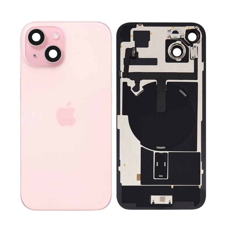 Cargue la imagen en el visor de la galería, [Assembly With Flex] Apple iPhone 15 - Back Rear Glass With Camera Lens, Flash Light Flex &amp; Magsafe Magnet Ring NFC Wireless Charging Flex

