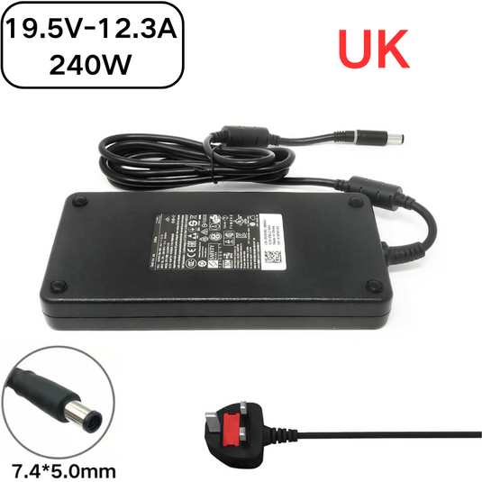 [240W/19.5V-12.3A][7.4*5.0] Dell Alienware X15 R1 M15 M17x M18x y Precision M6600 M6700 M6800 Adaptador de corriente CA Cargador de pared para computadora portátil (enchufe AU)