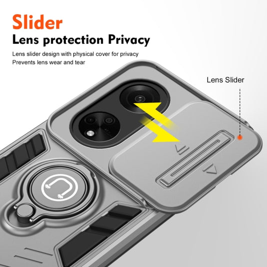 OPPO A78 4G (CPH2565) - Heavy Duty Ring Holder Case with Shockproof & Camera Guard Design - Polar Tech Australia