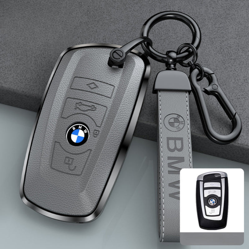 Cargue la imagen en el visor de la galería, BMW Zinc Alloy + Leather Protection Car Key Fob Case Cover For 1, 2, 3, 5, 7 Series, X3, X5, X6
