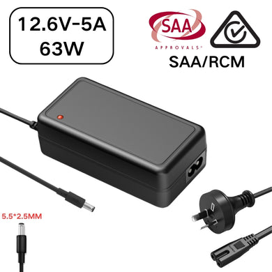 [SAA/RCM][12.6V-5A][5.5x2.5 & 5.5x2.1] Universal Computer/Monitor/LED Strip/Light Module/Speaker/CCTV/Router/Camera - Lithium Battery Power Supply Adapter Wall Charger