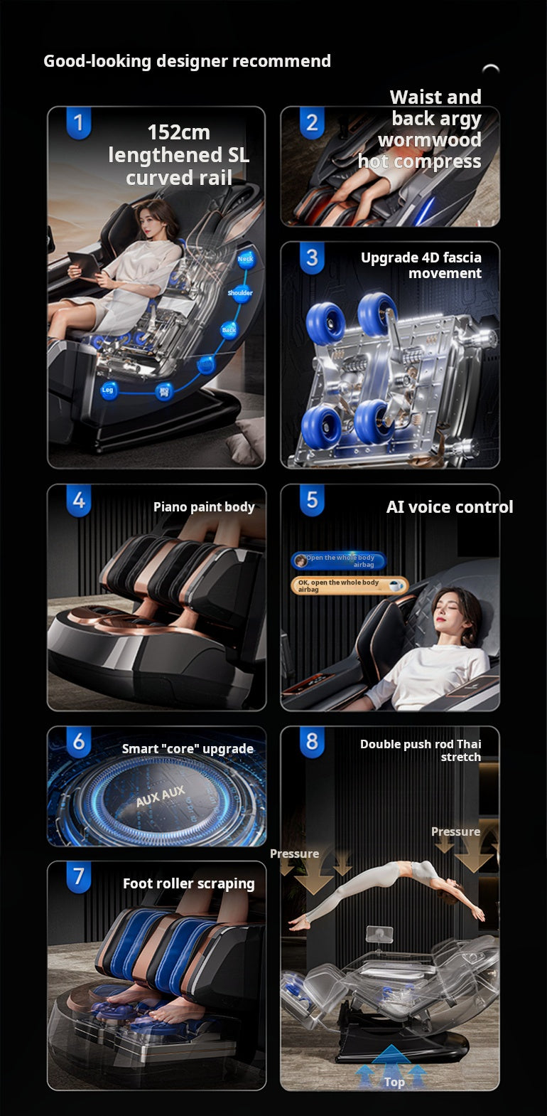 Cargue la imagen en el visor de la galería, [M8 Max][Voice Control][AI Version] Luxury iMassage 9D Full-body Multi-function Zero-Gravity Large Massage Chair
