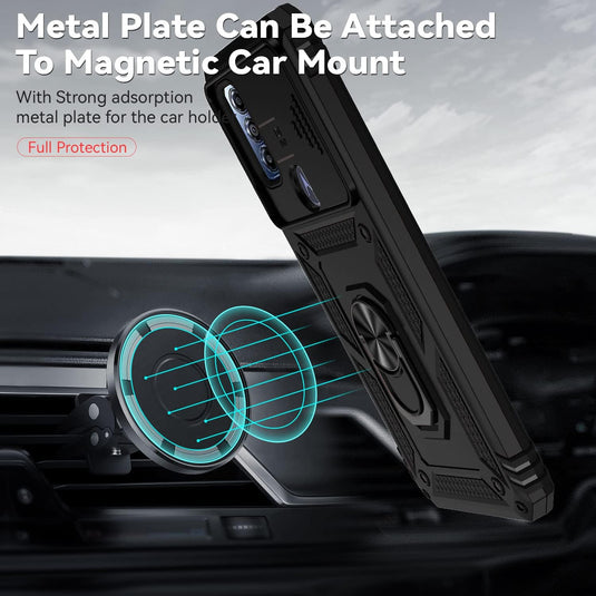 [Magnetic Ring Kickstand][Slide Camera Cover] Motorola Moto G Play 2023/Moto G Pure/Moto G Power 2022 - Shield Shockproof Rugged Heavy Duty Case - Polar Tech Australia