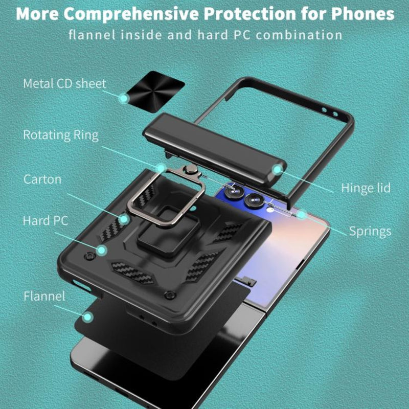 Load image into Gallery viewer, Samsung Galaxy Z Flip7 5G - Sliding Window Hinge Phone Case with Ring Stand
