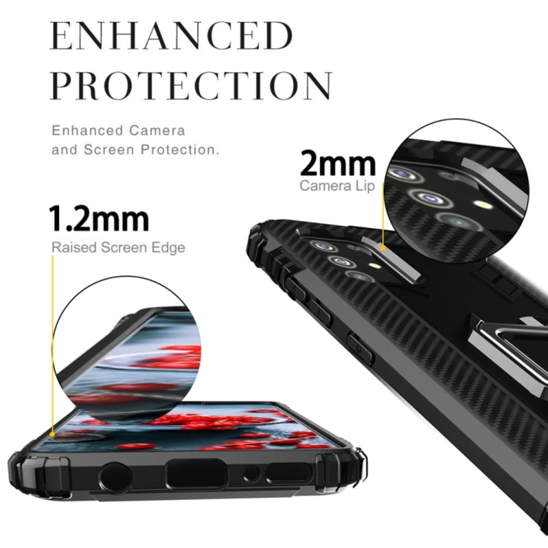Cargue la imagen en el visor de la galería, OPPO A91 / Reno3 - Carbon Fiber Protective Case with 360 Degree Rotating Ring Holder - Polar Tech Australia
