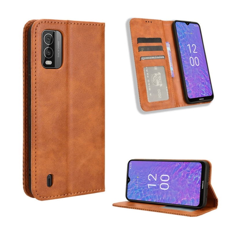 Chargez l&#39;image dans la visionneuse de la galerie, Nokia C210 - Magnetic Buckle Retro Texture Leather Phone Case
