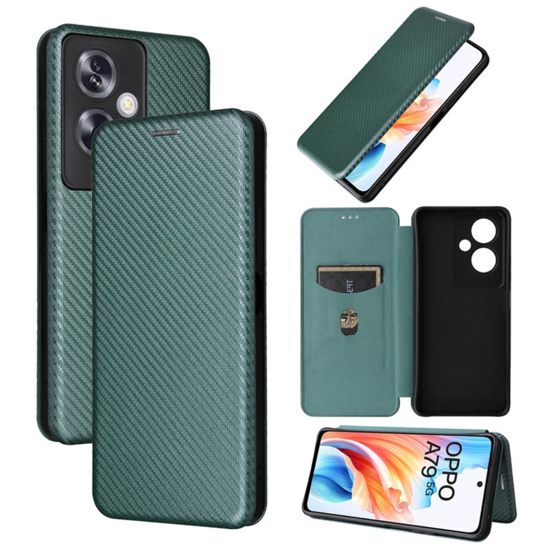 Load image into Gallery viewer, OPPO A79 5G (CPH2557, CPH2553) - Carbon Fiber Texture Flip Leather Phone Case - Polar Tech Australia
