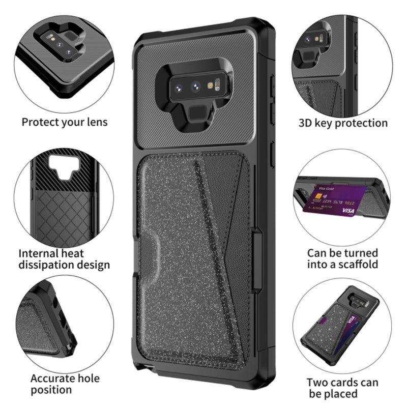 Cargue la imagen en el visor de la galería, Samsung Galaxy Note 9 (SM-N960) - Glitter Magnetic Card Bag Phone Case
