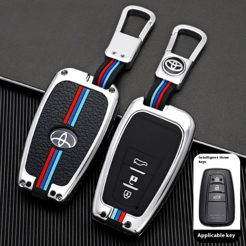 Load image into Gallery viewer, Toyota Metal Shell &amp; Soft Silicone Full Protection Car Key Fob Case Cover For Camry RAV4 Highlander Avalon C-HR Prius Corolla
