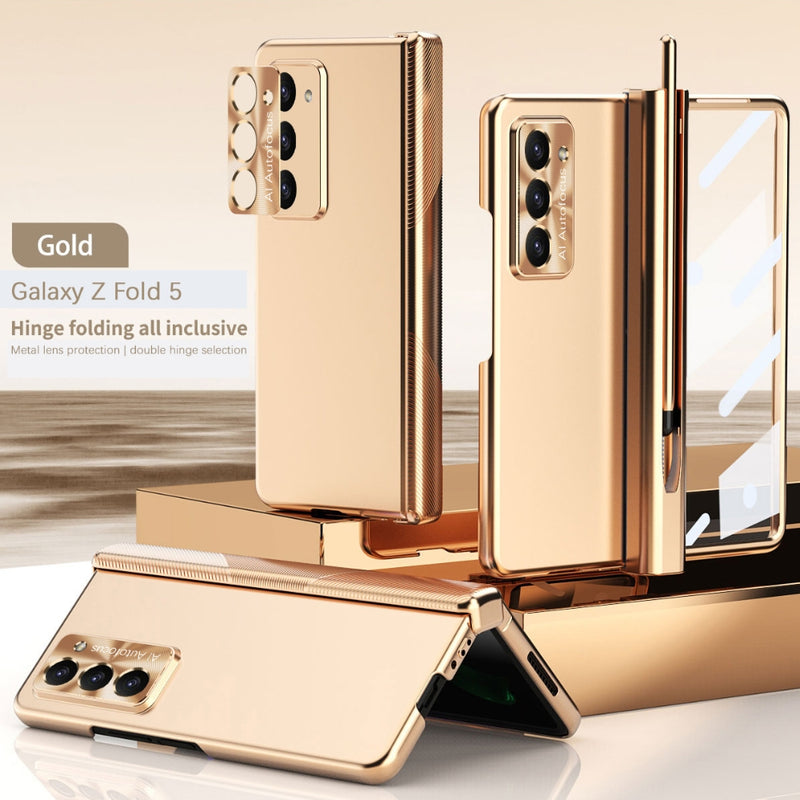Chargez l&#39;image dans la visionneuse de la galerie, [With Pen Slot] Samsung Galaxy Z Fold 3 (SM-F926) - Full Coverage Electroplated Magnetic Hinge Shockproof Protective Case
