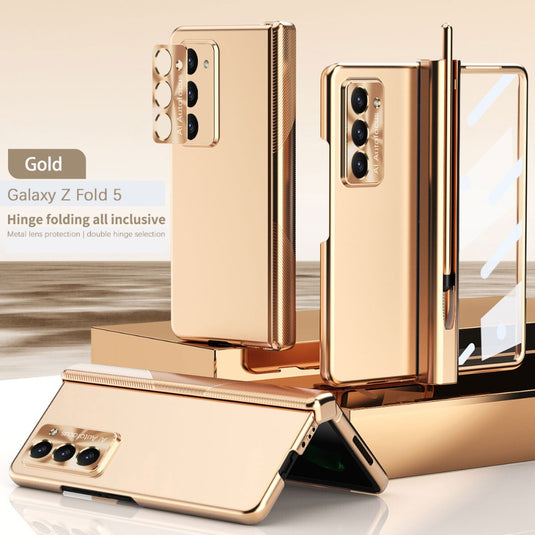 [With Pen Slot] Samsung Galaxy Z Fold 3 (SM-F926) - Full Coverage Electroplated Magnetic Hinge Shockproof Protective Case