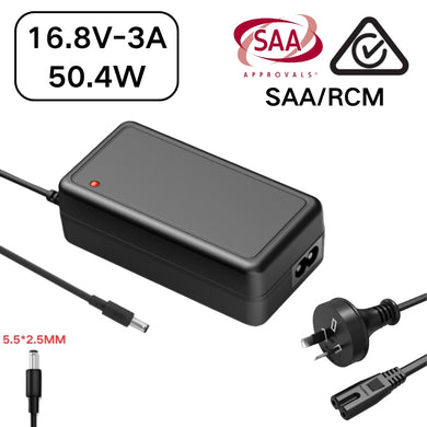[SAA/RCM][16.8V-3A][5.5x2.5 & 5.5x2.1] Universal Computer/Monitor/LED Strip/Light Module/Speaker/CCTV/Router/Camera - Lithium Battery Power Supply Adapter Wall Charger