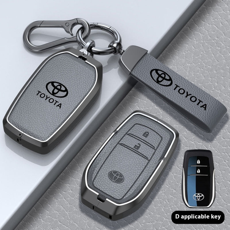 Load image into Gallery viewer, Toyota Zinc Alloy with Genuine Leather Full-Coverage Car Key Fob Protective Case Cover For RAV4, Camry, C-HR, Corolla, Prado, Prius - Polar Tech Australia
