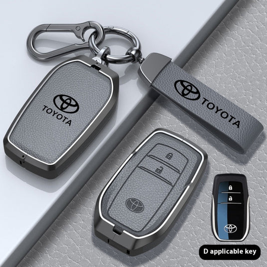 Toyota Zinc Alloy with Genuine Leather Full-Coverage Car Key Fob Protective Case Cover For RAV4, Camry, C-HR, Corolla, Prado, Prius - Polar Tech Australia