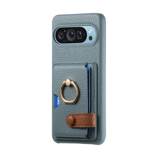 Google Pixel 10 / 10 Pro - Retro PU Leather Shockproof Phone Case with Ring Holder & Card Slot