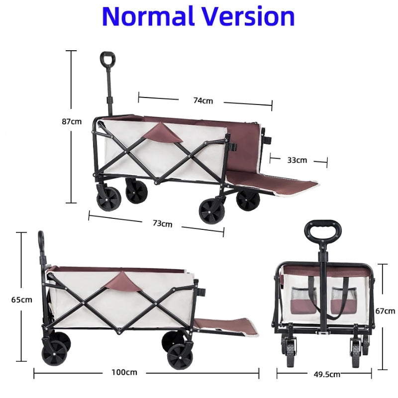 Chargez l&#39;image dans la visionneuse de la galerie, Extender Folding Cart Outdoor Extra Long Utility Large Capacity Wagon Cart Camping Picnic Trolley Beach Collapse Folding Cart - Polar Tech Australia
